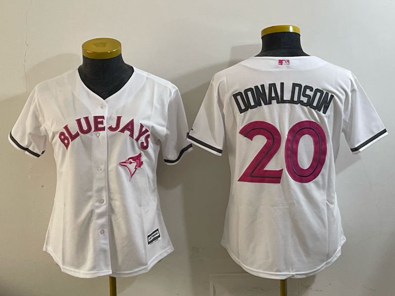 Women 2025 Nike Toronto Blue Jays #20 Donaldson White Game MLB Jersey 01